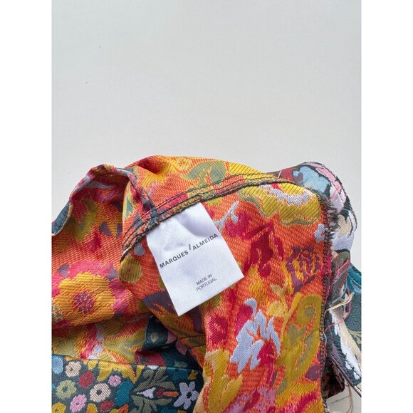 MARQUES ALMEIDA Floral Brocade Belted Asymmetrical Ultra Mini Skirt, Size 8 - Picture 14 of 16